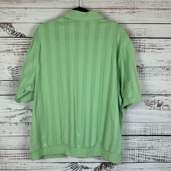 Mens VTG 70's Tropi-Cool Mint Green Polo Short Sleeve Pocket Grandpa Retro 2XL - Picture 4 of 6